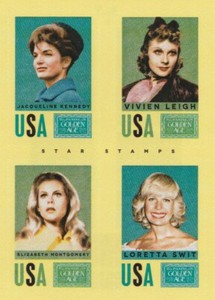 2014 Panini Golden Age Star Stamp 7 Jackie Kennedy Vivien Leigh Loretta Swit