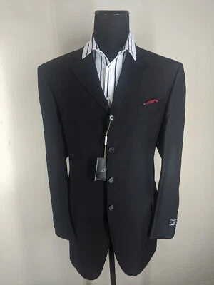 Zanetti ZE-Италия новый с ярлыками 4 кнопки 150 'S шерсти черный блейзер--46 Ex длиной - Изображение 1 из 4