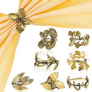 8 Pieces Herb Napkin Rings Set Vintage Leaf Holders Glossy As Shown - Picture 1 of 6