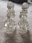 Mid Century Glass Bookends Girl and Geese L E Smith Hummel Tradition Heavy Clear