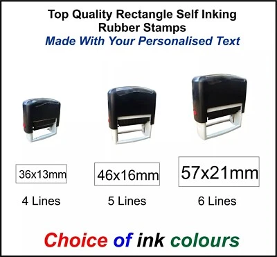 EASYSTAMP Rubber Stamp Self-inking Name Address Garage Mechanic Logo and Text Custom Made