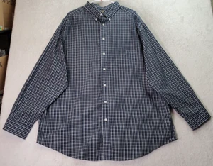 Roundtree & Yorke Dress Shirt Men Size 2X Navy Plaid Non Iron Collar Button Down - Picture 1 of 10