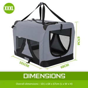 Portable Soft Dog Cage Crate Carrier XXXL GREY - Picture 1 of 12
