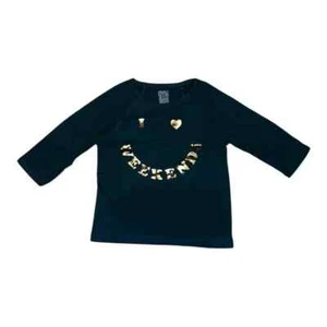 Gymboree Girls Green I Love Weekends Graphic Long Sleeve T-Shirt Small NWT - Picture 1 of 7
