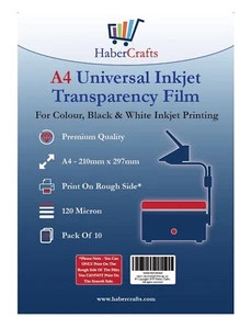 Película de transparencia de inyección de tinta universal A4 láminas transparentes OHP impresora de inyección de tinta acetato - Imagen 1 de 12