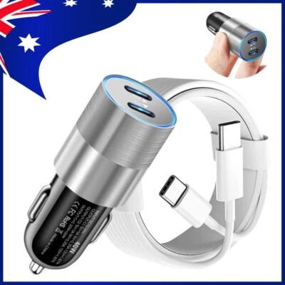 For iPhone 15 16 17 Pro Max Dual Type C PD 40W Fast Car Charger Adapter Cable - image 1 of 4