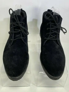 Eddie Bauer Black Suede Leather Ankle Chukka Lined Boots Womens Sz 9 M Canada - Picture 1 of 9