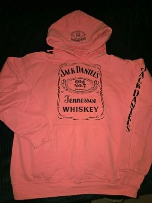 Jack Daniel's  Womens Black On Pink Hoodie  Size Large  - image 1 of 3