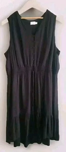 Terra & Sky Maxi Dress Women 3X Black Sleeveless Draw String Waist Pockets Lined - Picture 1 of 8