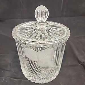 Vintage Clear 24% Crystal Glass Biscuit Jar/Ice Bucket With Lid Pinwheel MINT - Picture 1 of 9