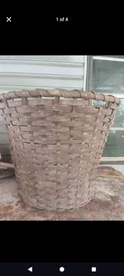 Antigua canasta primitiva de algodón de roble partido de 1800. Horquillas de plantación de ciprés.  Foto 1 de 4