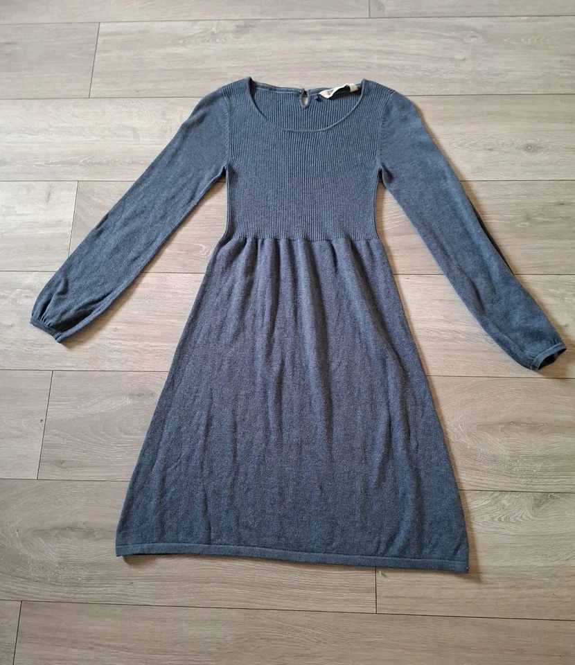 Vestido Jersey Fat Face Azul Gris Elástico Algodón Tejido Acampanado Inteligente Informal UK10 Foto 1 de 4