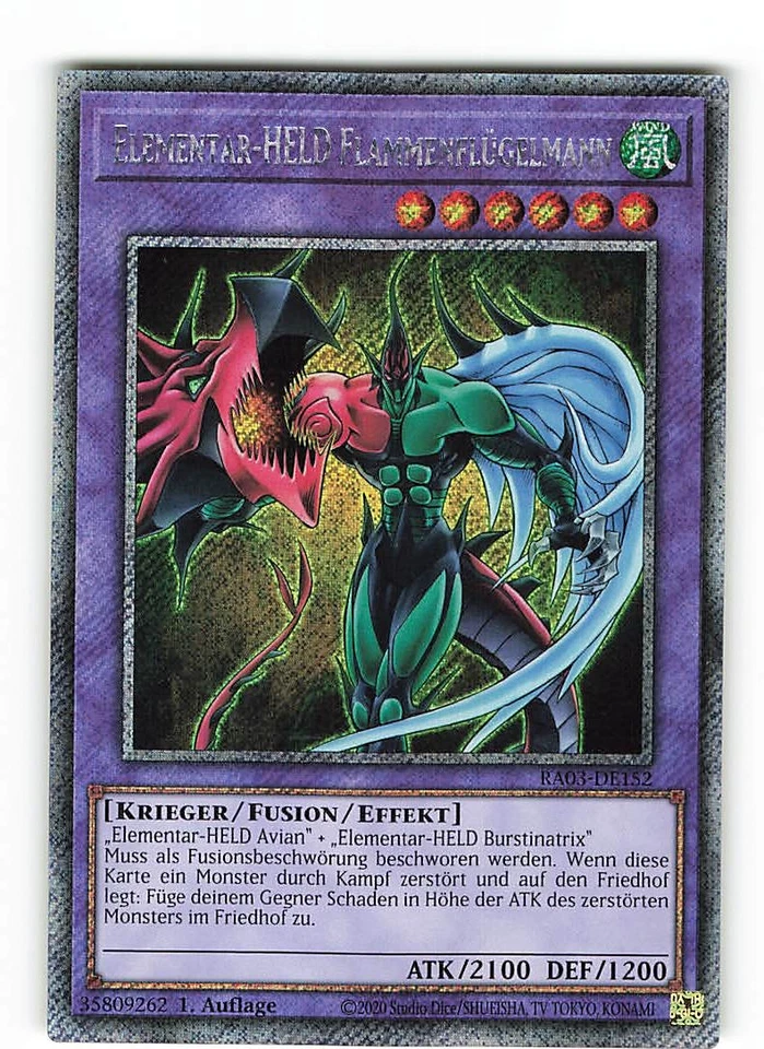 Yugioh ELEMENTAR-HELD FLAMMENFLÜGELMANN , ra03-de152 Platinum Secret Rare - Bild 1 von 2