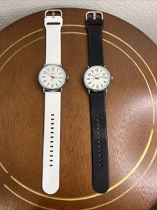 2 Watches! VAVC Quartz Silver White Military Dial Analog New Battery Runs Great! - Picture 1 of 9