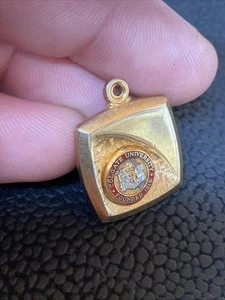 Vtg COLGATE University Founded 1819 Seal Logo Gold Tone Pendant Charm Fob Enamel - Picture 1 of 18