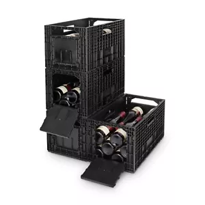Das flexible Weinregal - Weinbox Weinkiste Weinregal Klappbox stapelbar, schwarz - Bild 1 von 5
