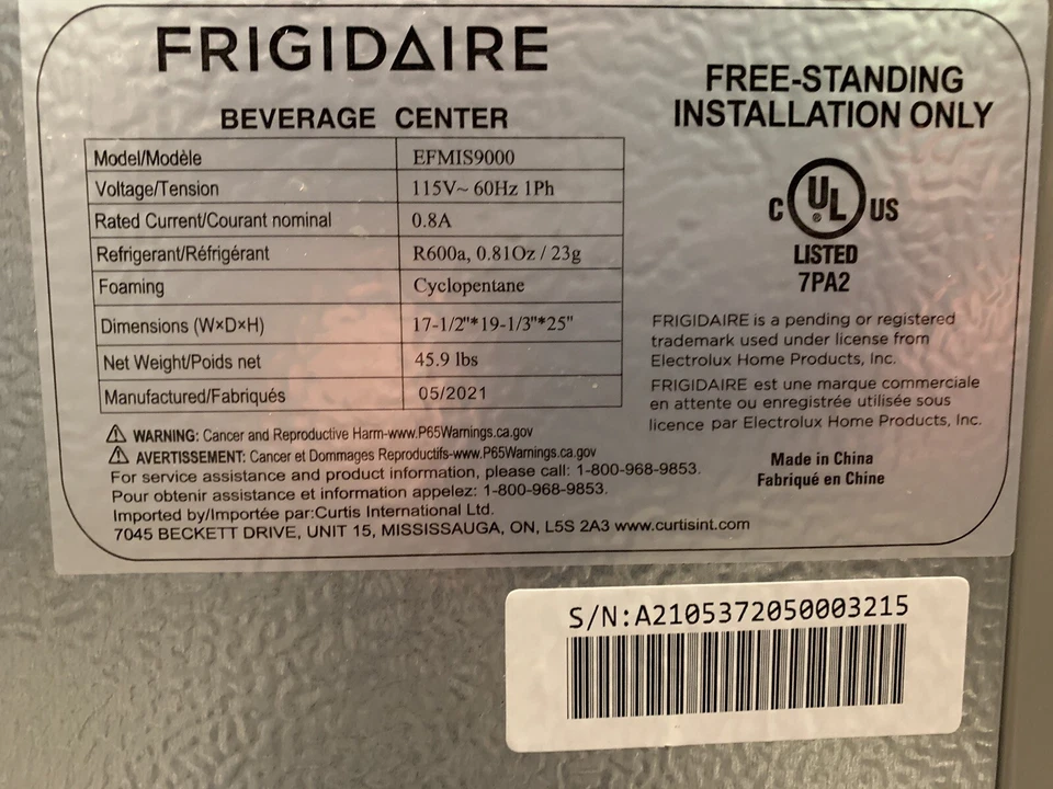 Frigidaire Beverage Cooler Refrigerator EFMIS9000 Replacement Shelves Racks Feet - Image 1 of 1