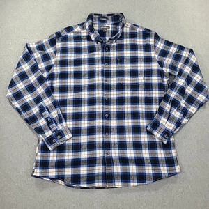 Eddie Bauer Flannel Shirt Mens XL TALL LS Blue Tartan Plaid Classic Fit Button - Picture 1 of 20