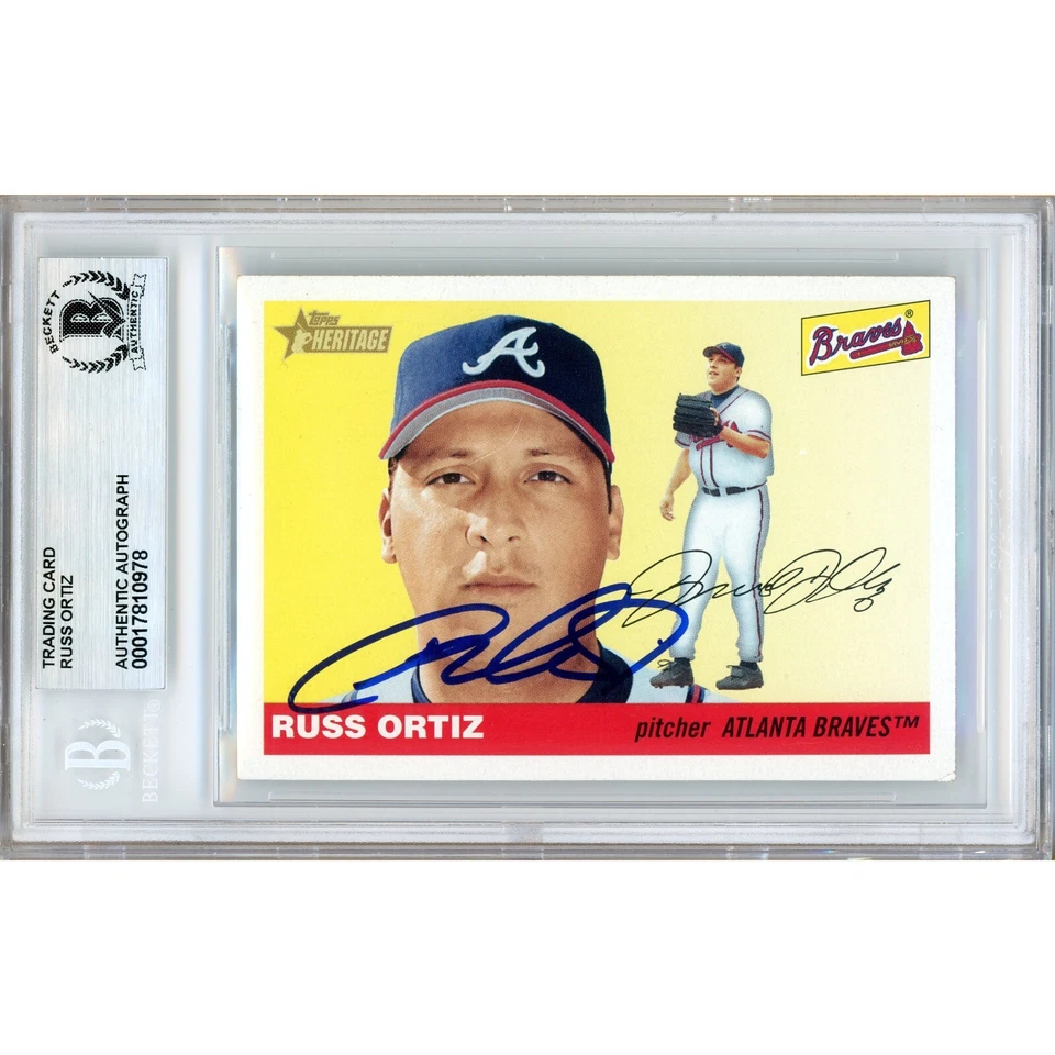Russ Ortiz Firmado 2004 Topps Heritage #295 BAS Losa Atlanta Braves Automático Foto 1 de 4