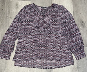 Violet + Claire Tunika Top Bluse Gr. Large transparent Flatter rot bunt Print - Bild 1 von 8
