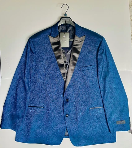 NEW Shaquille O'Neal XLG Men's 56L 2-Button Big & Tall Blue Tux Jacket w/Hanger Cover