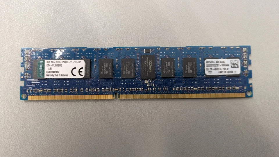 KINGSTON 8GB 1Rx4 PC3 - 12800R-11-13-C2- KTH-PL316S/8G - Image 1 of 1