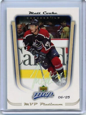  2005-06 Upper Deck MVP Platinum #383 Matt Cooke 6/25 - Image 1 of 2