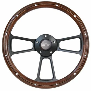 Camión pickup Chevy C10 1970-1973 14" negro y caoba kit de volante - Imagen 1 de 24