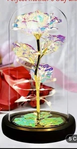 Golden White Rose Beautiful Flower LED Light Woman’s Birthday Mothers Day Gift - Picture 1 of 3
