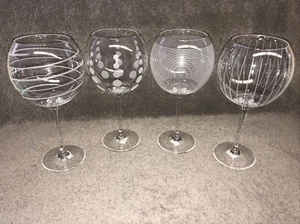 MIKASA CLEAR CRYSTAL CHEERS BALLOON Red WINE GLASSES 9 1/8". Set of 4 Etched - Picture 1 of 6