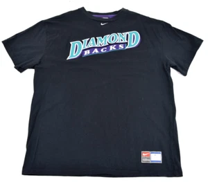 Vintage MLB T-Shirt Nike Team Size M/L 90s Center Swoosh Teal Diamond Backs Blck - Picture 1 of 10
