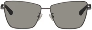 BOTTEGA VENETA Gunmetal Classic Frame Grey Lens Angular Cat Eye Sunglasses - Picture 1 of 9