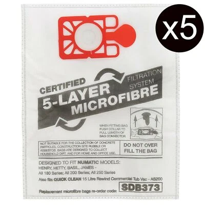 HENRY BAGS FITS NUMATIC PET200 200-11 HETTY PET HOOVER BAGS VACUUM CLEANER x 5 - Image 1 of 4