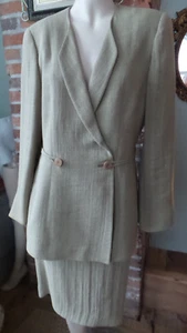 Vtg Giorgio Armani Skirt Suit Linen Le Collezioni Fully Lined Size 44 / 10  - Picture 1 of 12