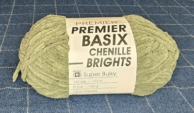 Premier Basix Chenille Brights Yarn in SAGE -- Super Bulky -- 1 skein -- 112 yds - Image 1 of 4