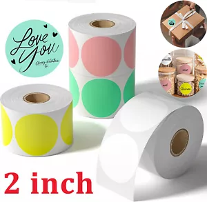 2” 50*50mm Round Thermal Label Multi-Purpose Self-Adhesive Name Tag Logo Sticker - Picture 1 of 15