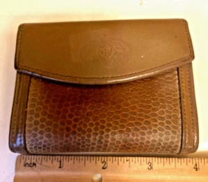 Vintage Anne Klein by St. Thomas Leder-Geldbörse mit Doppelfaltung braun geprägt Unisex 3" x4" - Bild 1 von 5