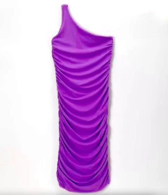 Vestido de Fiesta Stella Baile de graduación Boda Púrpura Un Hombro Vestido Formal Acanalado Foto 1 de 4