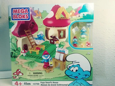 SMURFS MEGA BLOKS CONSTRUX PAPA SMURF HOUSE BRAND NEW 49 PCS BUILDING SET 10709 - Image 1 of 3