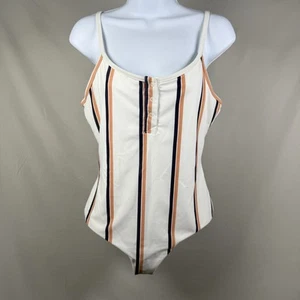 Tavik orange & weiß gestreifter Einteiler Badeanzug Strand Sommer Large neu mit Etikett - Bild 1 von 12