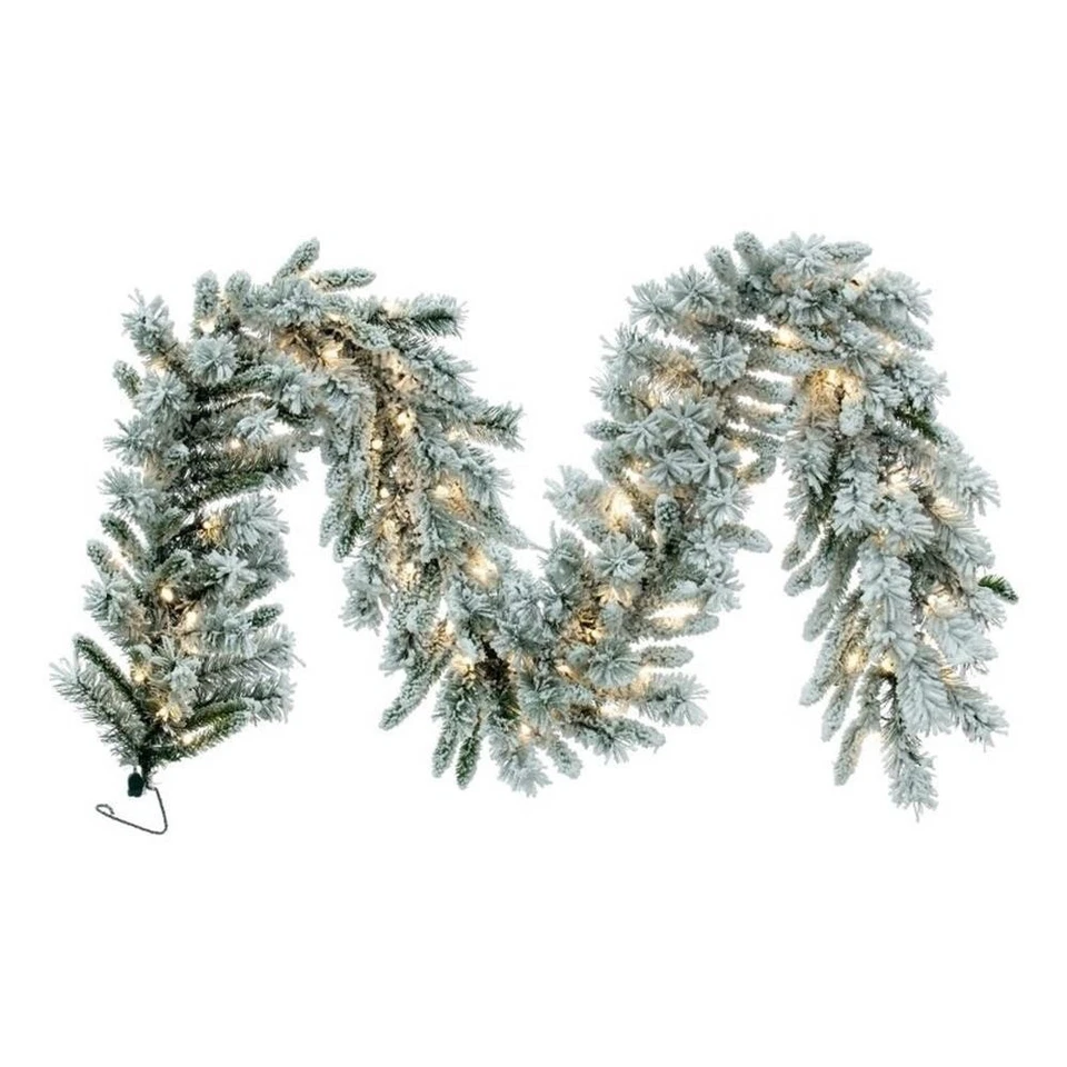 Светодиодные лампы Vickerman 9' Ridge искусственная рождественская гирлянда флокированная белая - Изображение 1 из 1