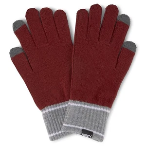 Puma Knit Gloves (Pair) Small Intense Red/Gray Heather Small Intense Red/Gray He - Picture 1 of 1