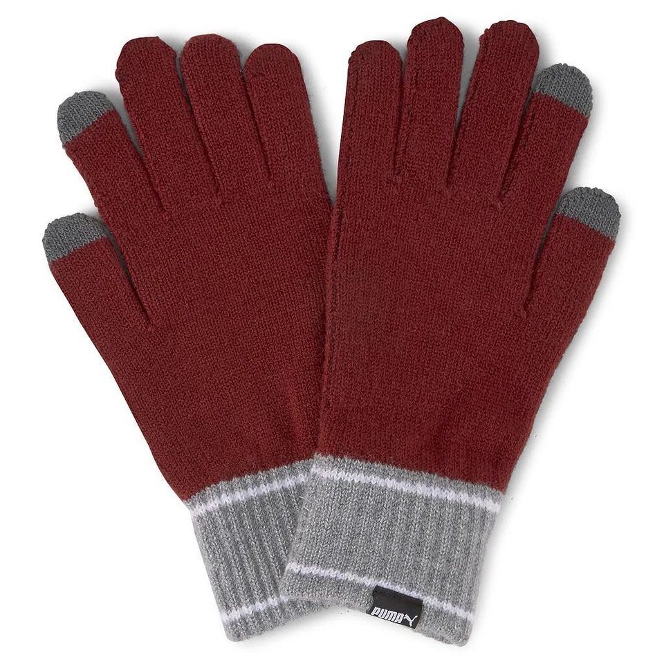 Puma Knit Gloves (Pair) Small Intense Red/Gray Heather Small Intense Red/Gray He - Image 1 of 1