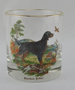 Vintage Gordon Setter Glas Goldrand Jagdhund Bargeschirr Trinken MCM - Bild 1 von 9