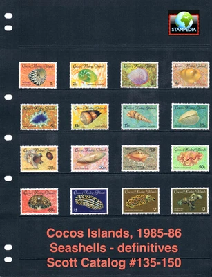 $30.45 Scott Value - 1985-86 COCOS ISL Seashells definitives CV MNH NH UMM - Image 1 of 4