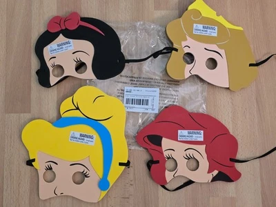 NEW 4 DISNEY PRINCESS Masks Kids Costume Play Snow White Cinderella Ariel Aurora - Image 1 of 2