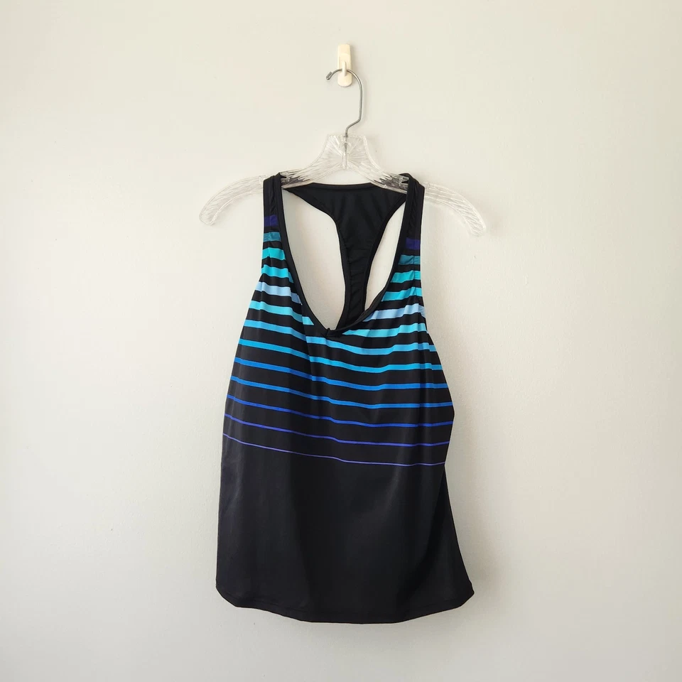 Купальник-танкини Maxine of Hollywood женский топ 14 черная полоса пляж круиз богемное - Изображение 1 из 4