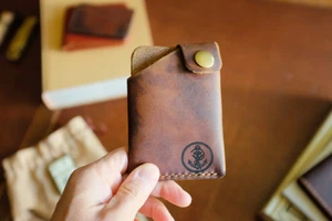 Snap Wallet - Handgefertigte Vollnarbenleder Minimalistische Geldbörse | Yarets Leder - Bild 1 von 8