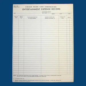 1963 Union Tank Car Companies Entertainment Expense Record Tablet Blank Sheets - Picture 1 of 5