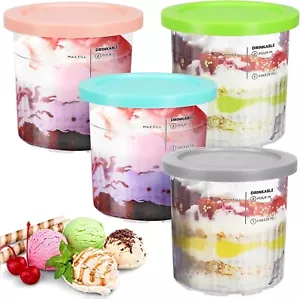 Bañeras/tazas transparentes de pinta de helado GINOYA para Ninja serie NC501UK - Paquete de 4 - Imagen 1 de 7